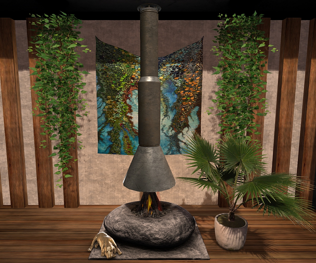 Second Life Marketplace CJ Menorca Boulder Fireplace Full Set